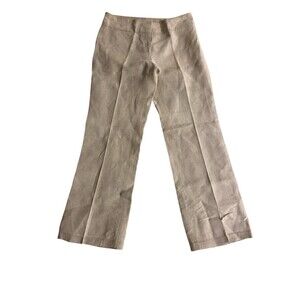 Eileen Fisher Beige Lightweight Linen‎ Stretch Bootcut Pants Sz 10